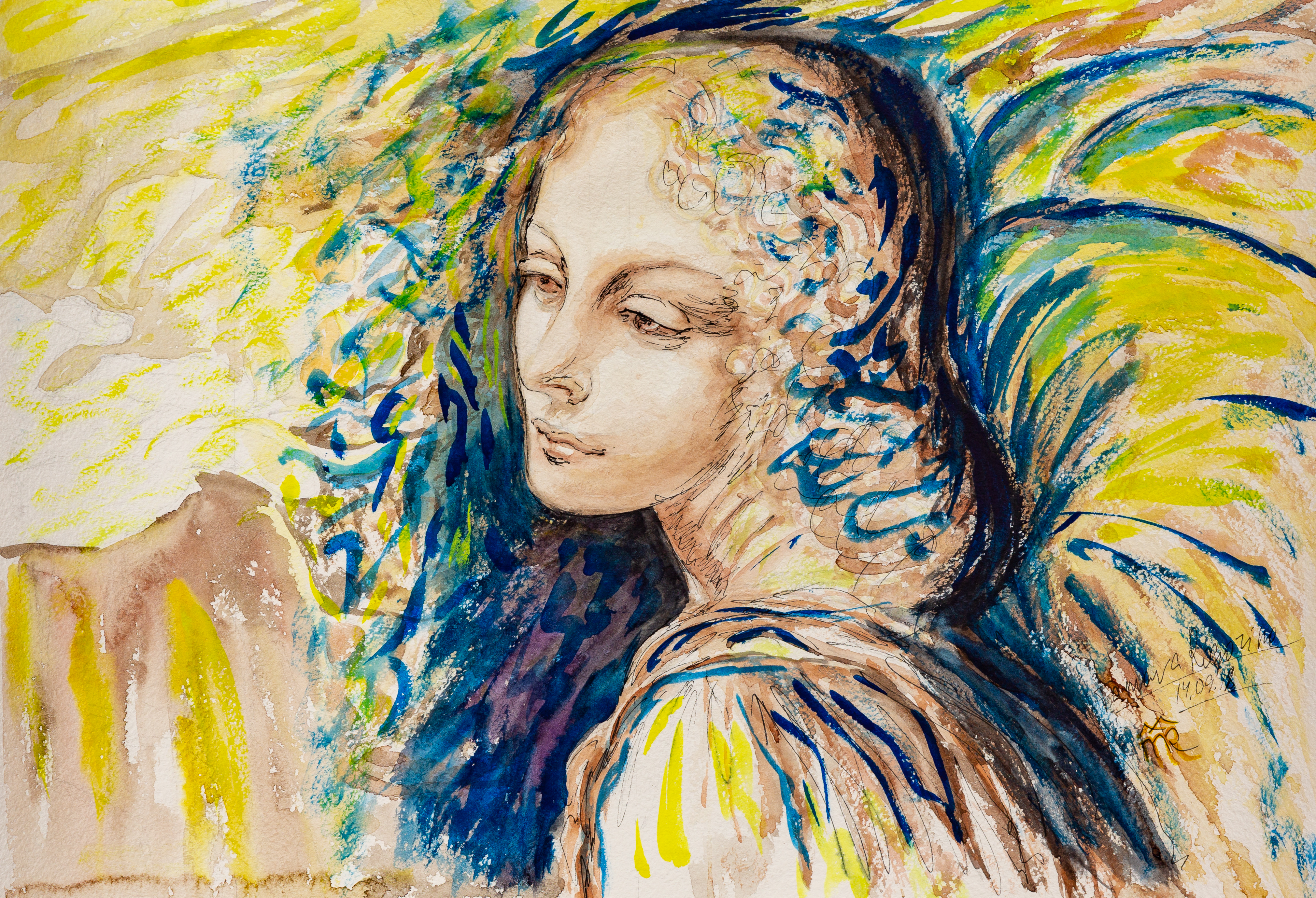 Angel, watercolor, 2018
